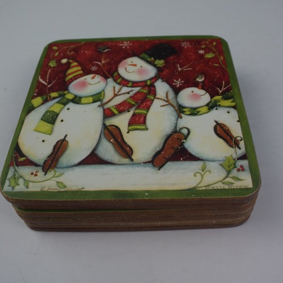 Vintage Seagull Studios Holiday Snowmen Coasters Set of 6 Design by Susan Winget - Picture 8 of 12